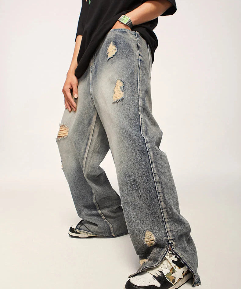 Streetwear Unisex Washed Jeans - Fuga Studios