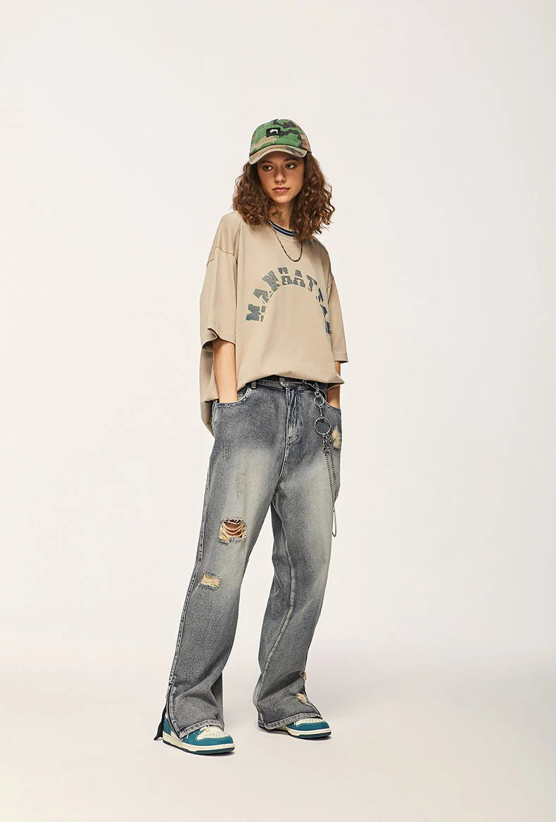 Streetwear Unisex Washed Jeans - Fuga Studios