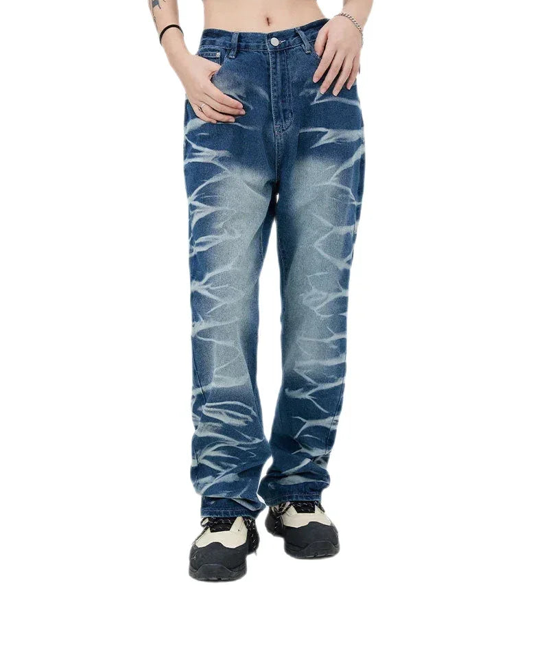 Streetwear Unisex Waveform Denim Jeans - Fuga Studios