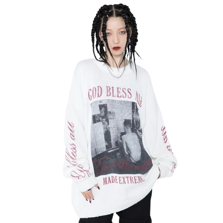 Streetwear Vancarhell God Bless all Sweater - Fuga Studios