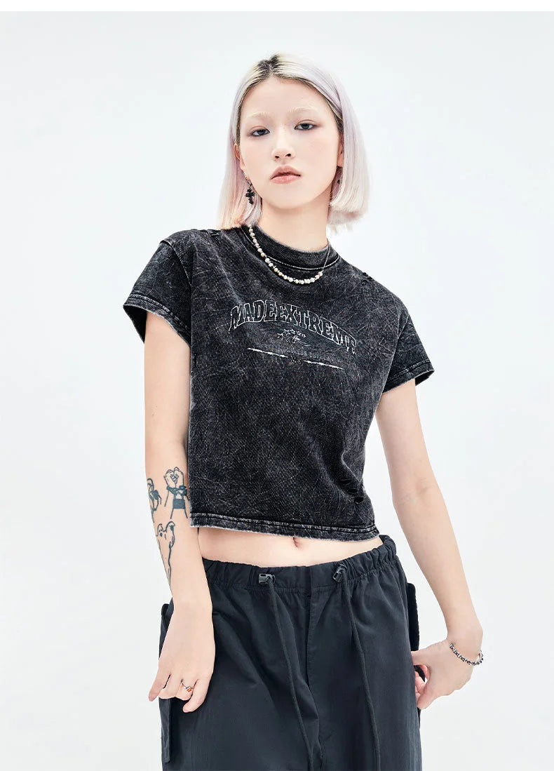 Streetwear Washed Crop Top - Fuga Studios