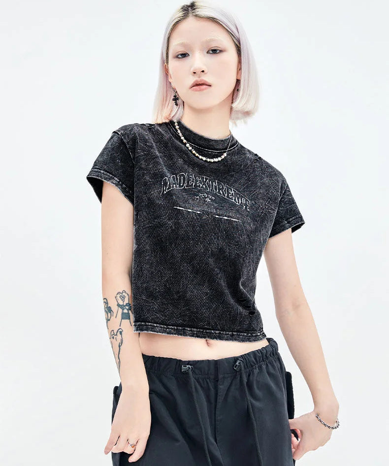 Streetwear Washed Crop Top - Fuga Studios