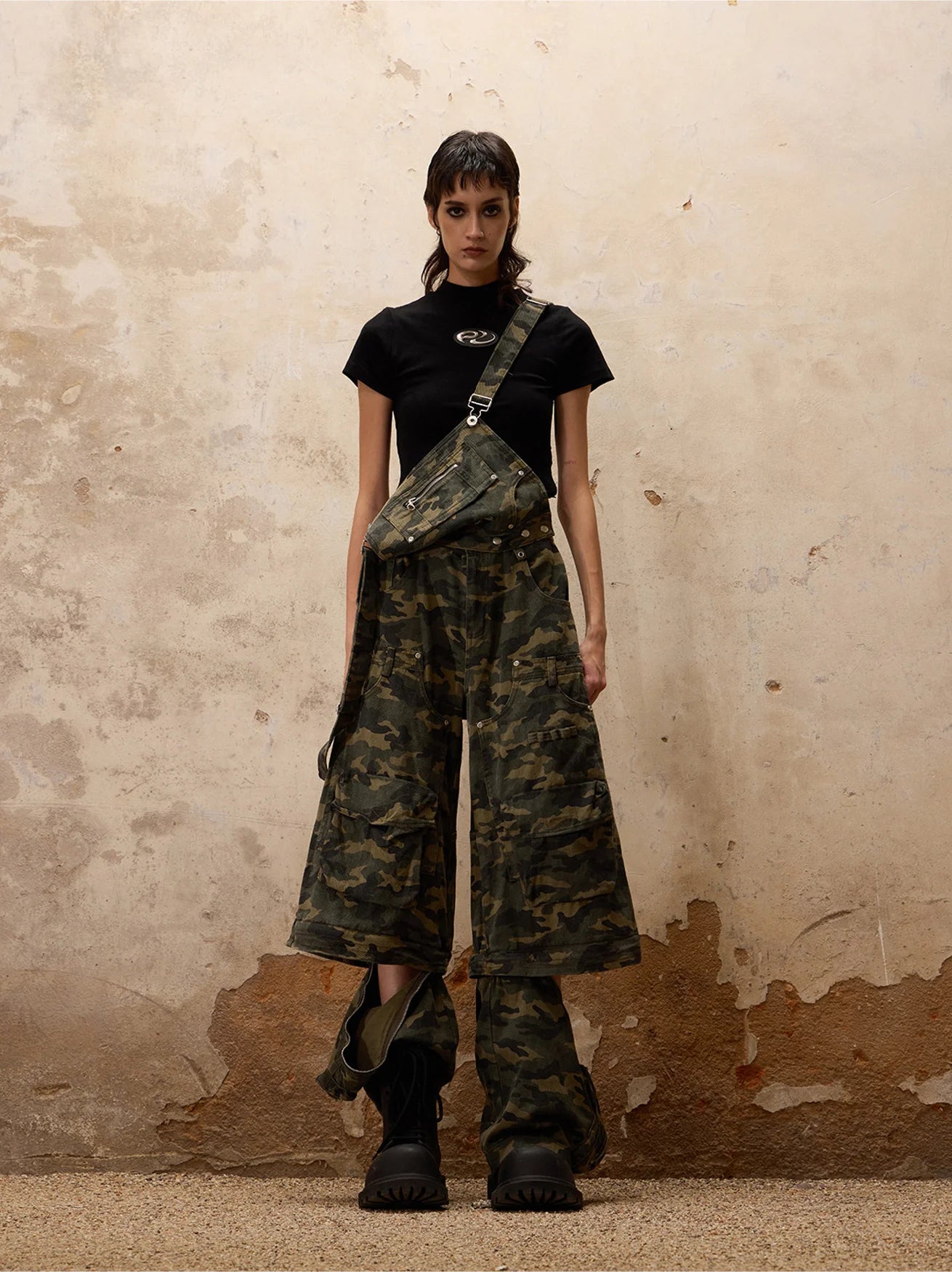 Techwear Camo Convertible Cargo Overalls - Fuga Studios