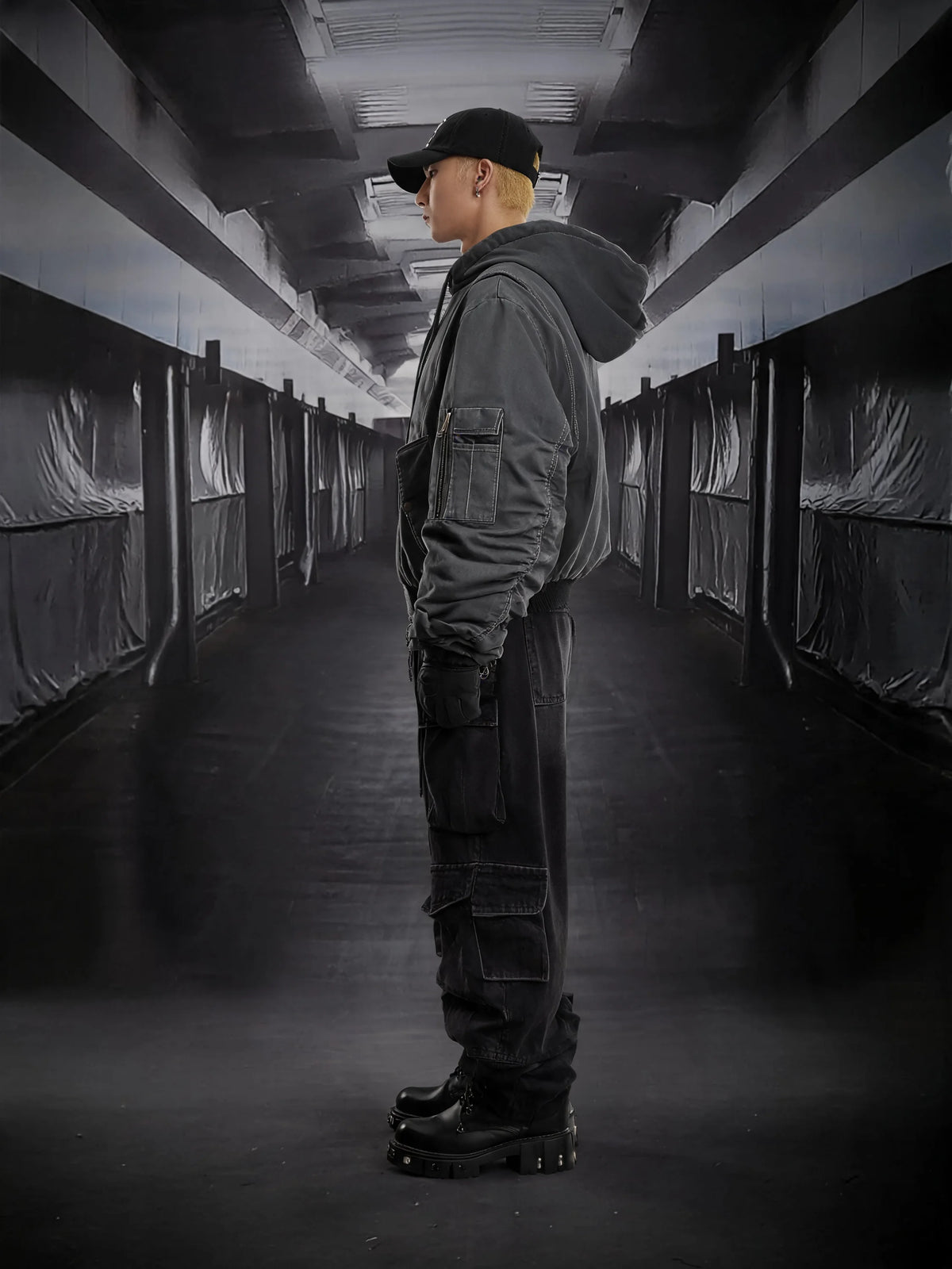 Techwear Hooded Bomber Jacket - Fuga Studios