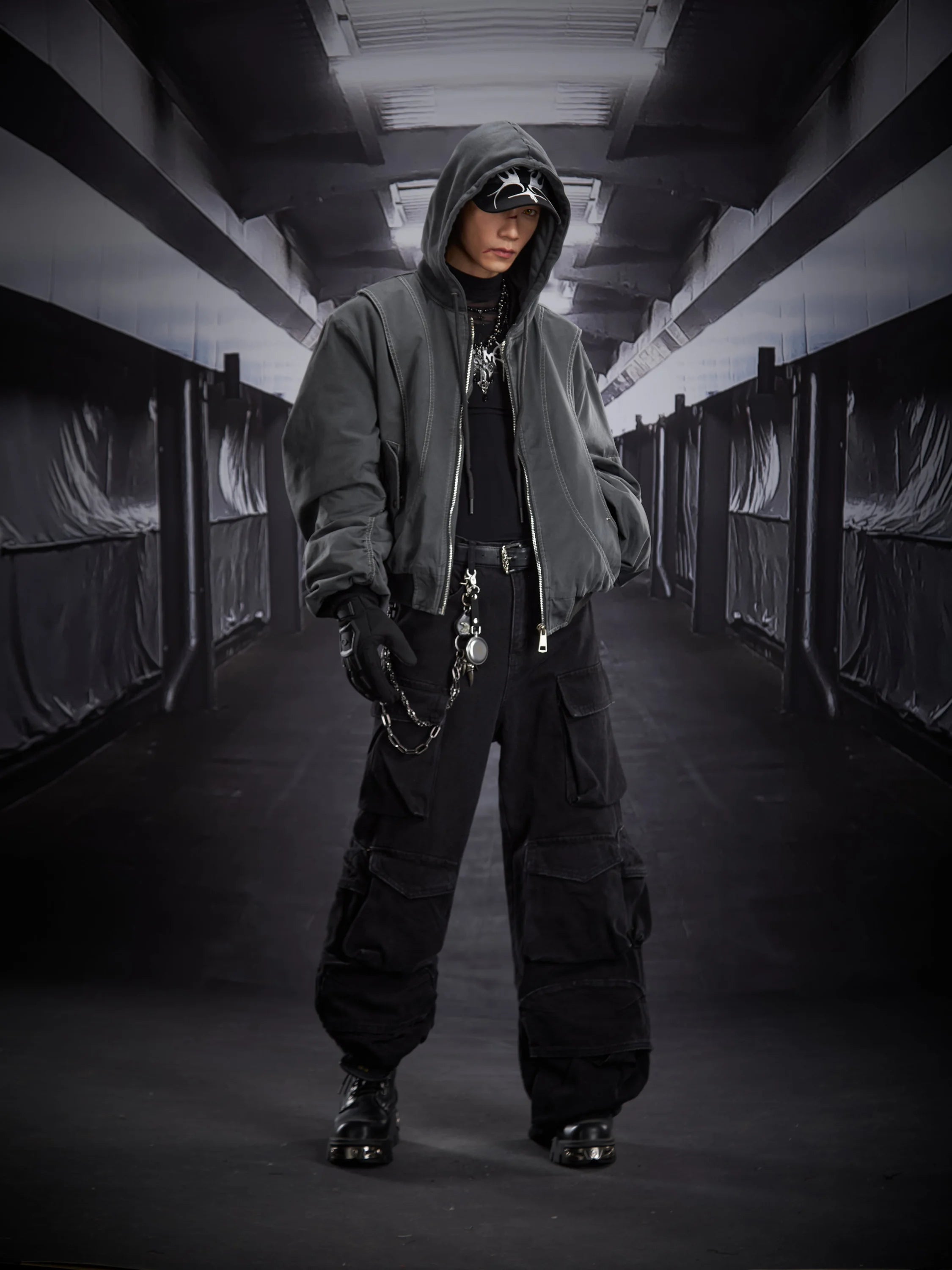 Techwear Hooded Bomber Jacket - Fuga Studios