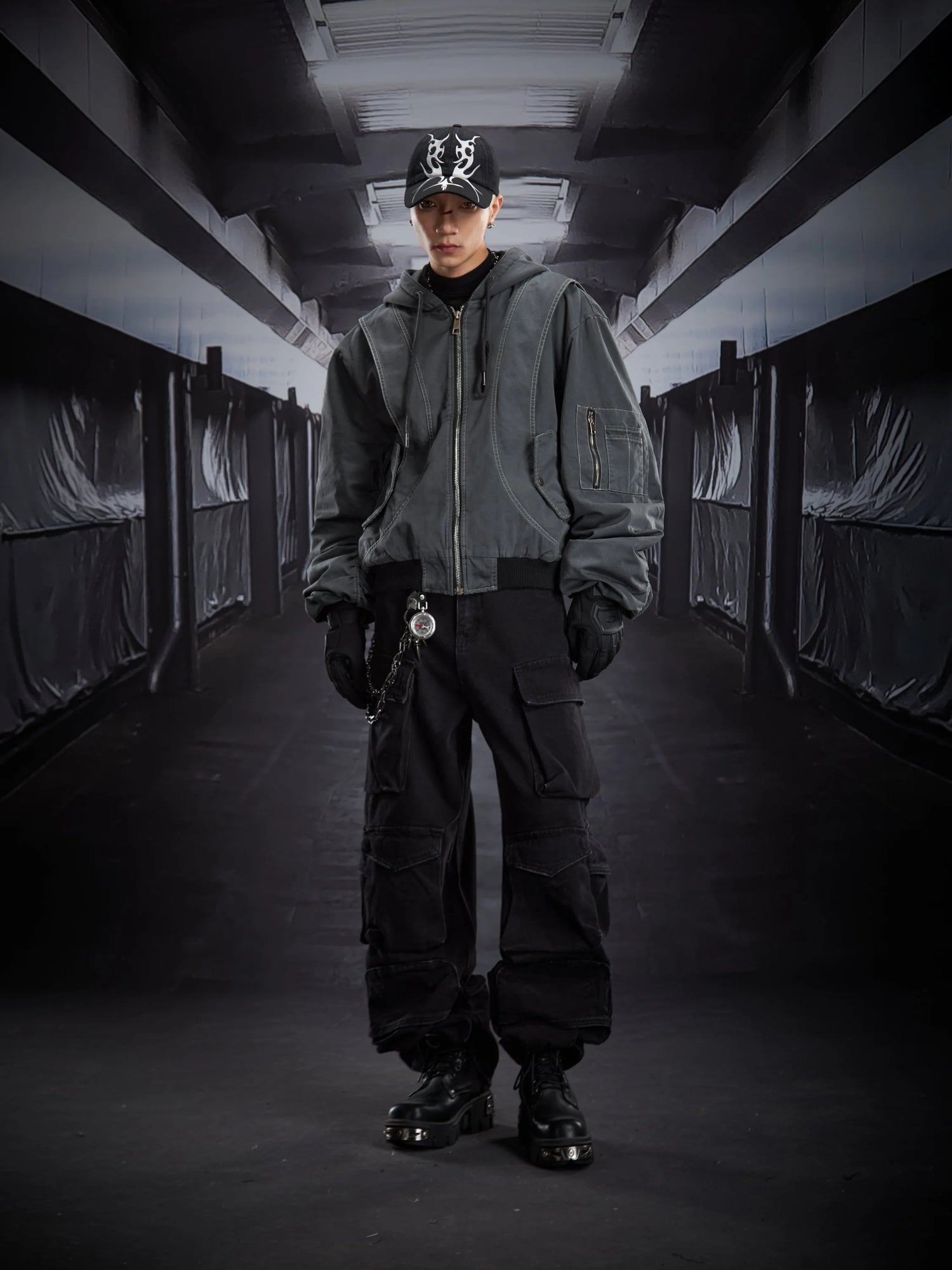 Techwear Hooded Bomber Jacket - Fuga Studios
