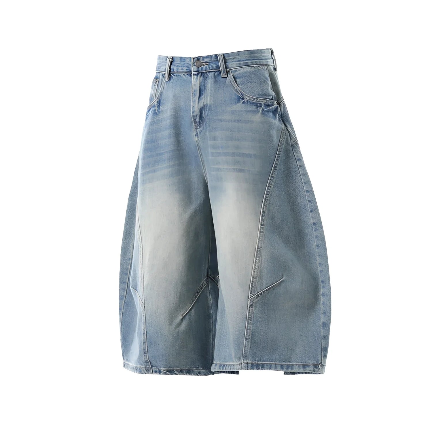 Y2K Barrel-Leg Faded Denim Jorts – Fuga Studios