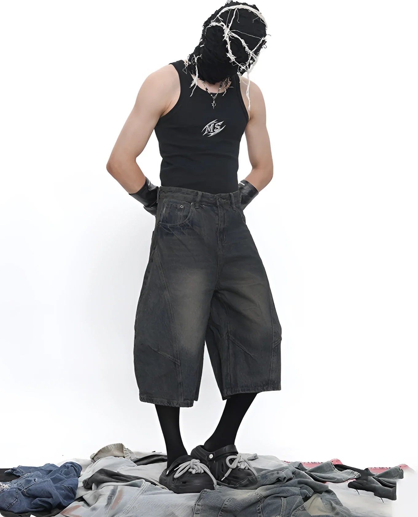 Y2K Barrel-Leg Faded Denim Jorts – Fuga Studios