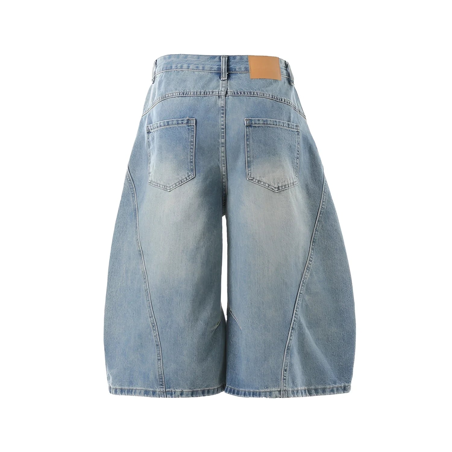 Y2K Barrel-Leg Faded Denim Jorts – Blau – Fuga Studios