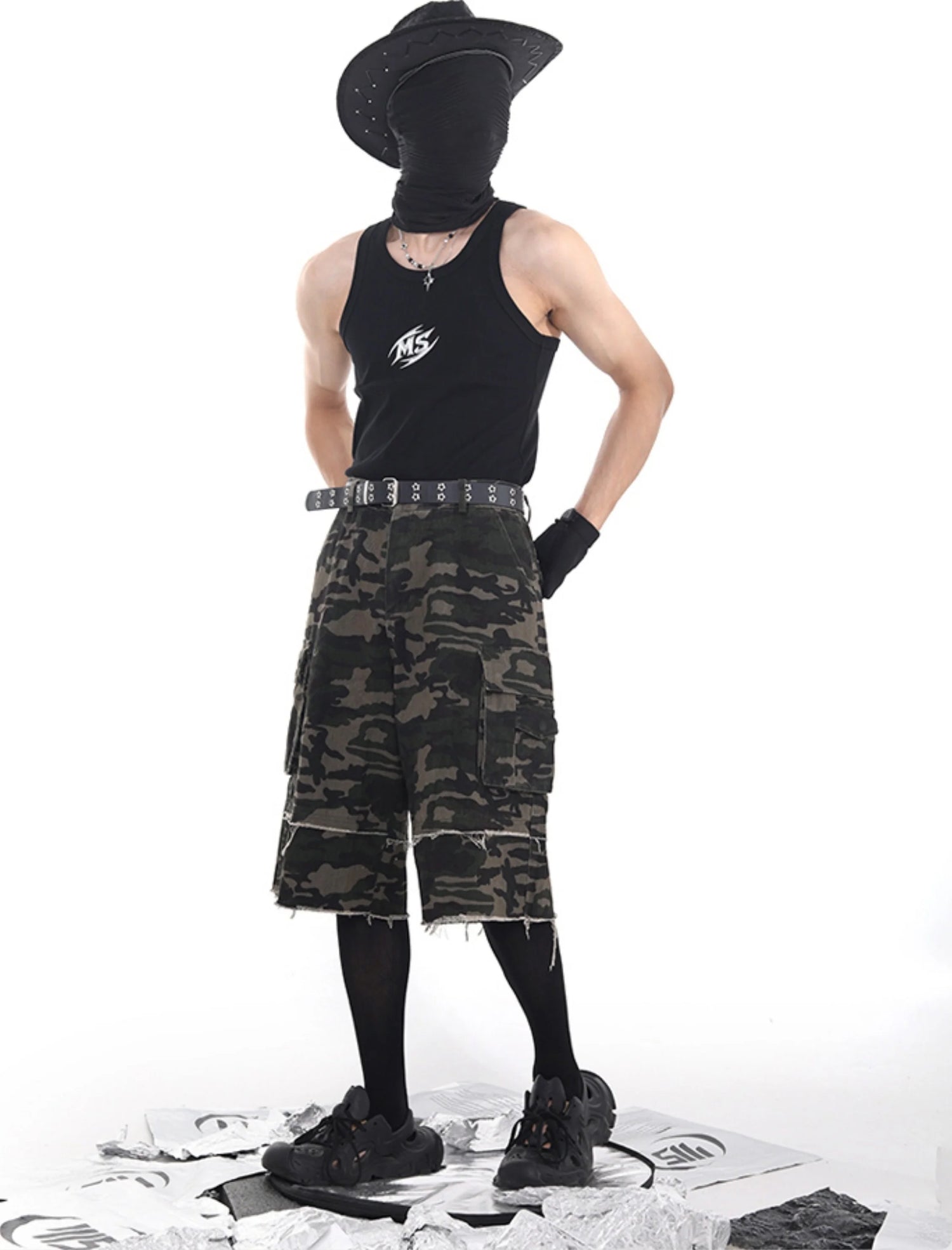 Y2K Camo Raw-Hem Cargo Jorts – Fuga Studios