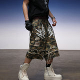 Y2K Celana Pendek Kargo Emblem Pedang Camo