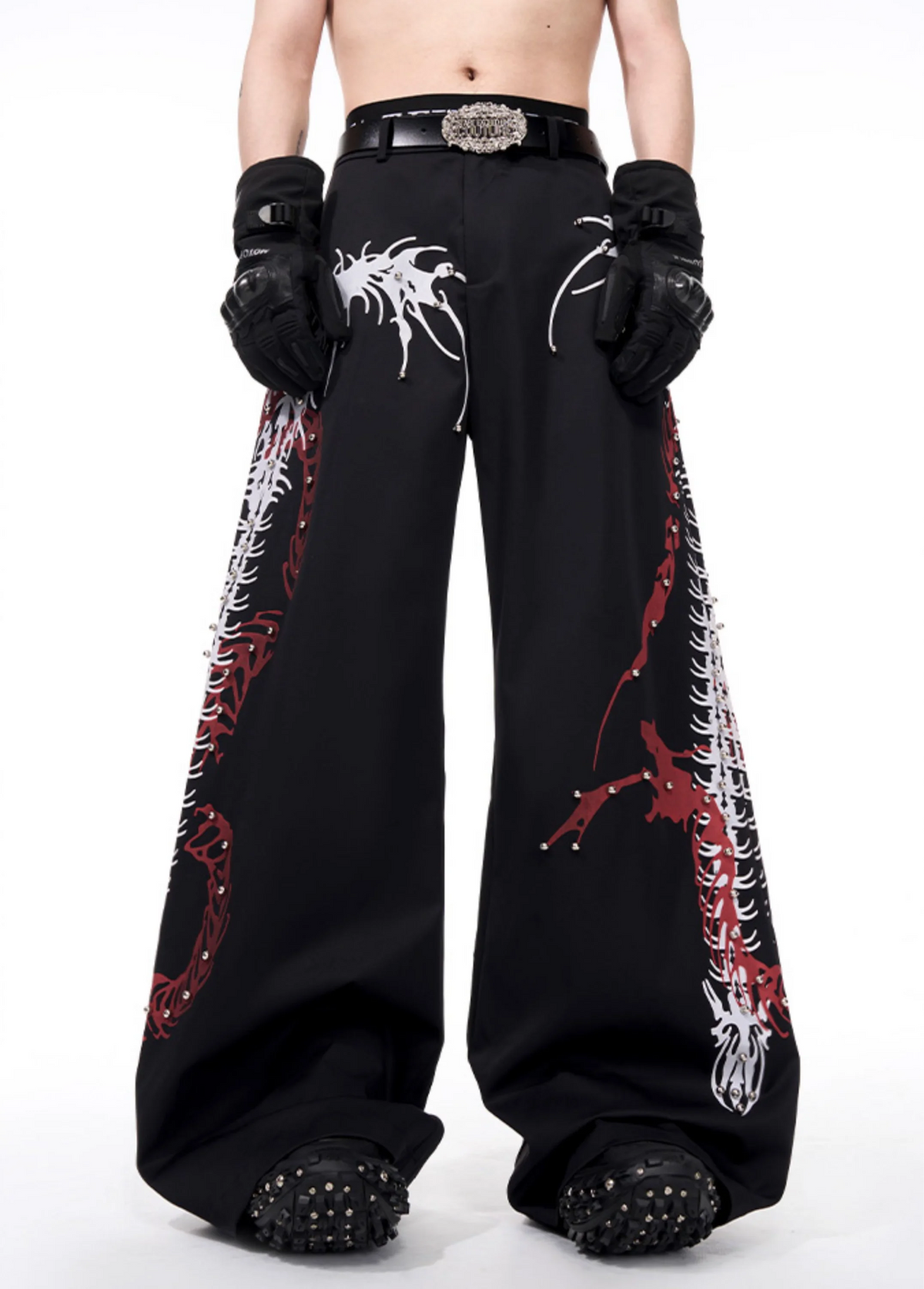 Y2K Wide-Leg Pants. Dragon-Spine, Black. | Fūga Studios Y2K Wide-Leg Pants. Dragon-Spine, Black. | Fūga Studios