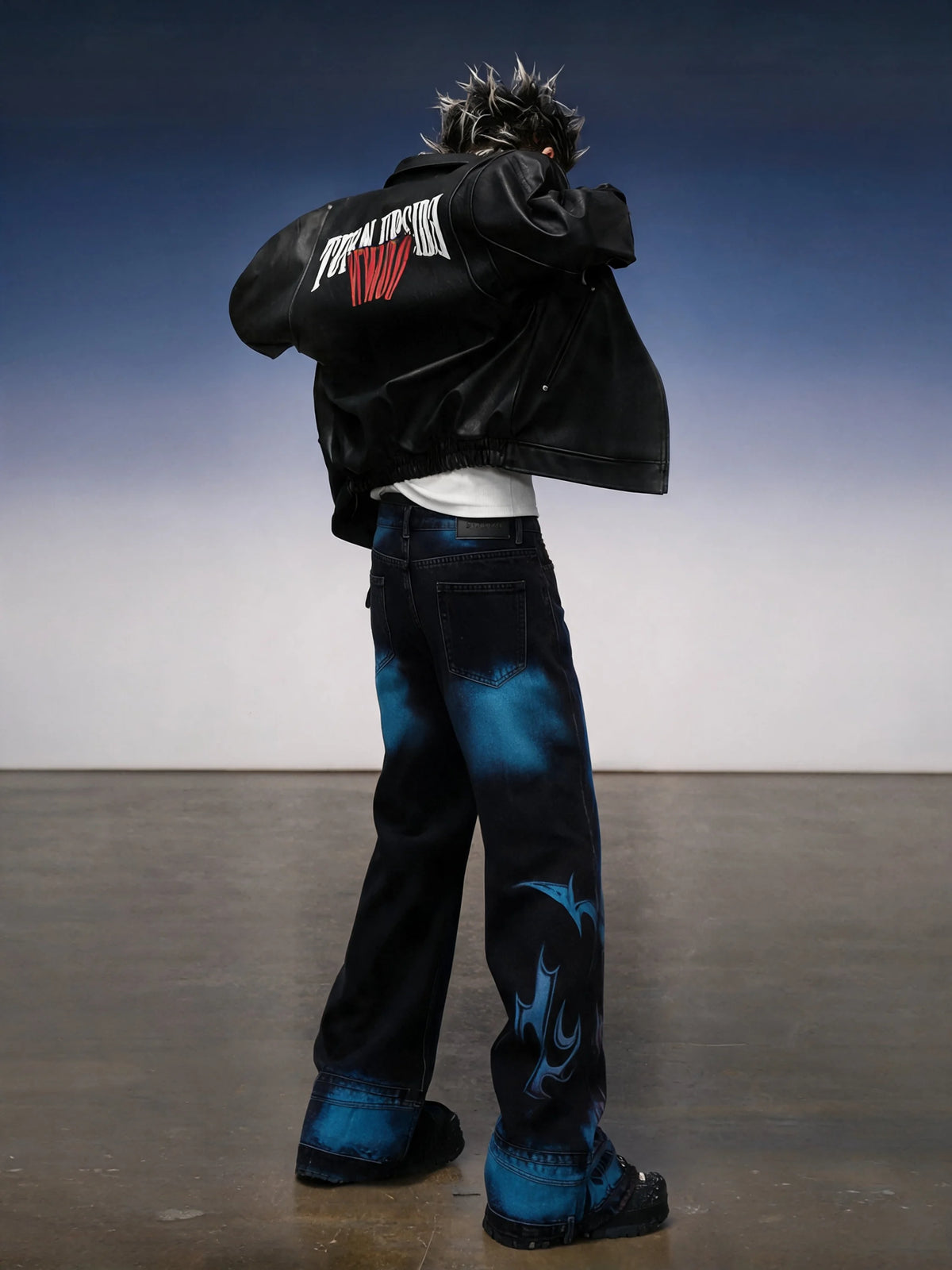 Y2K Flame Print Wide-Leg Jeans - Fuga Studios