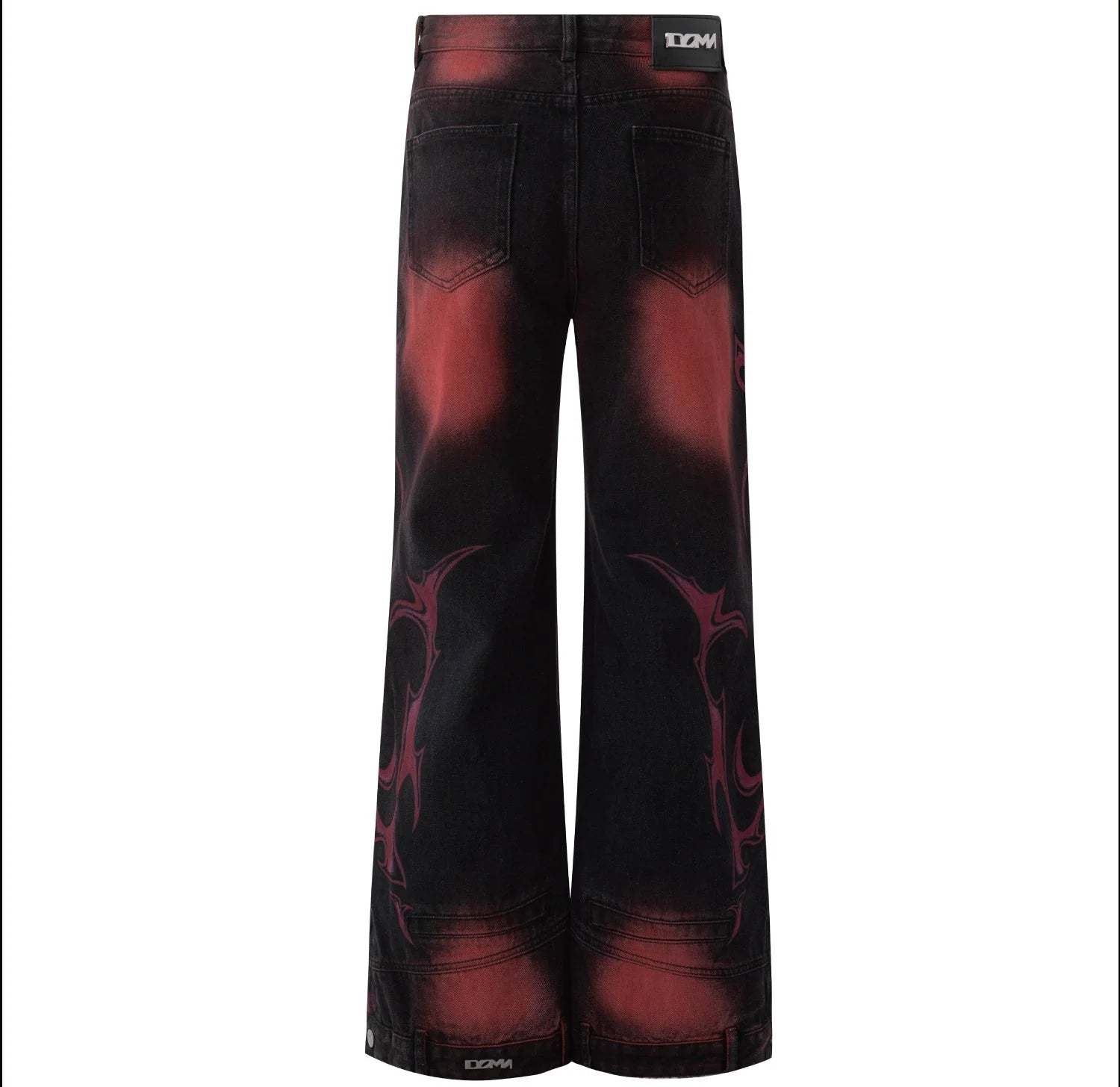 Y2K Flame Print Wide-Leg Jeans - Fuga Studios