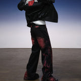 Y2K Flame Print Wide-Leg Jeans - Fuga Studios