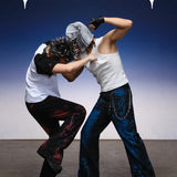 Y2K Flame Print Wide-Leg Jeans - Fuga Studios