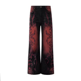 Y2K Flame Print Wide-Leg Jeans - Fuga Studios
