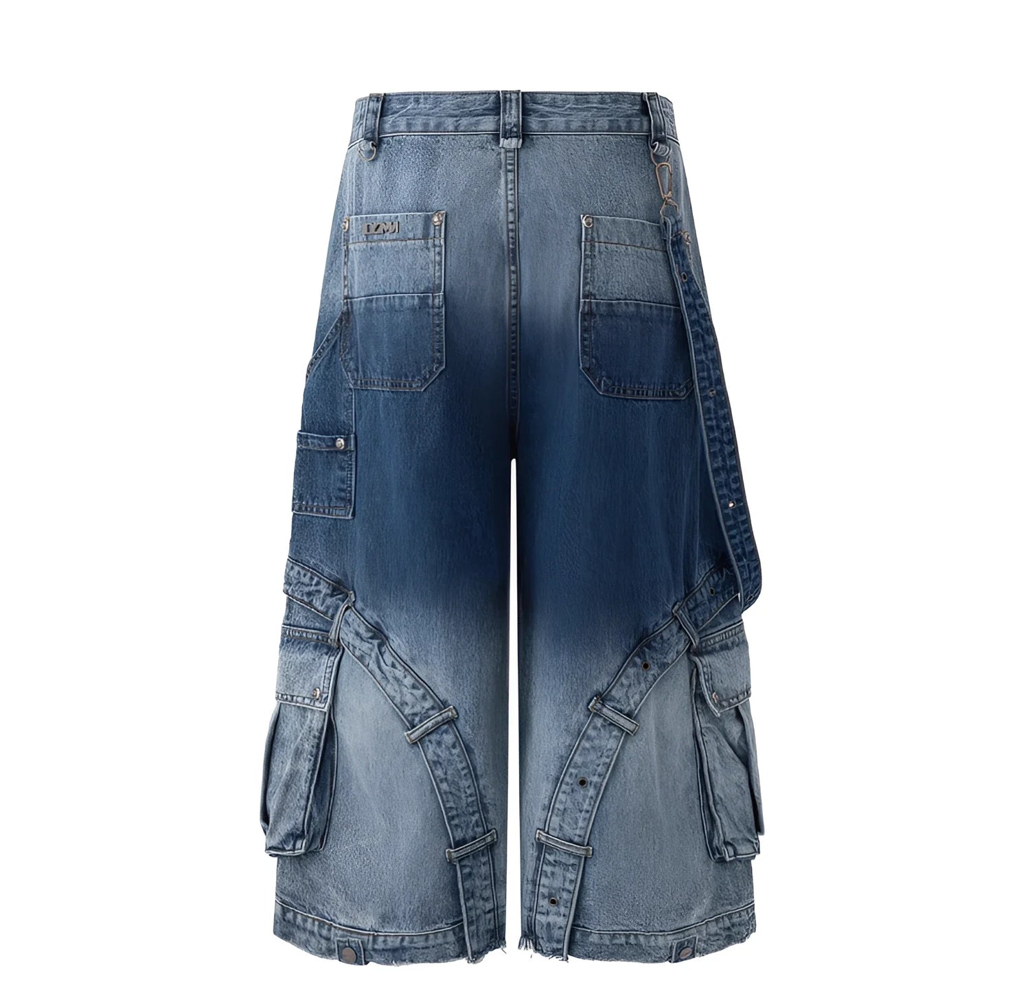 Y2K Gothic Cross Denim Cargo Shorts - Fuga Studios
