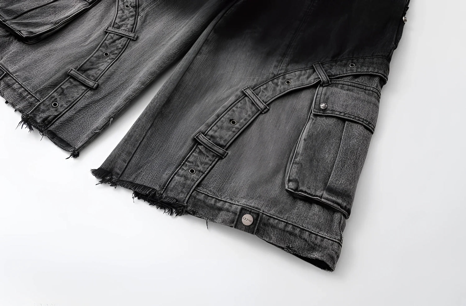Y2K Gothic Cross Denim Cargo Shorts - Fuga Studios