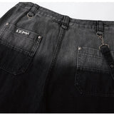 Y2K Gothic Cross Denim Cargo Shorts - Fuga Studios