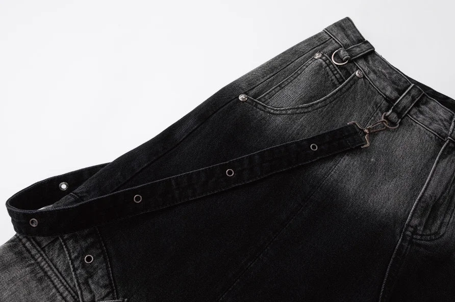 Y2K Gothic Cross Denim Cargo Shorts - Fuga Studios