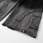 Y2K Gothic Cross Denim Cargo Shorts - Fuga Studios