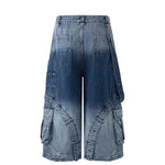 Y2K Gothic Cross Denim Cargo Shorts - Fuga Studios