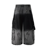 Y2K Gothic Cross Denim Cargo Shorts - Fuga Studios