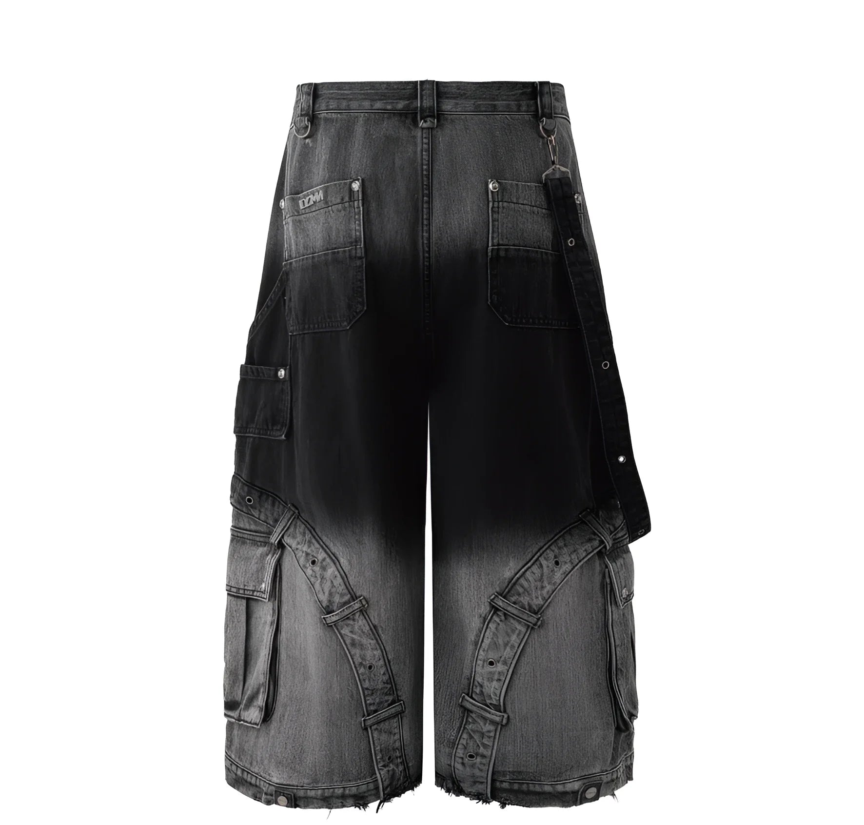 Y2K Gothic Cross Denim Cargo Shorts - Fuga Studios