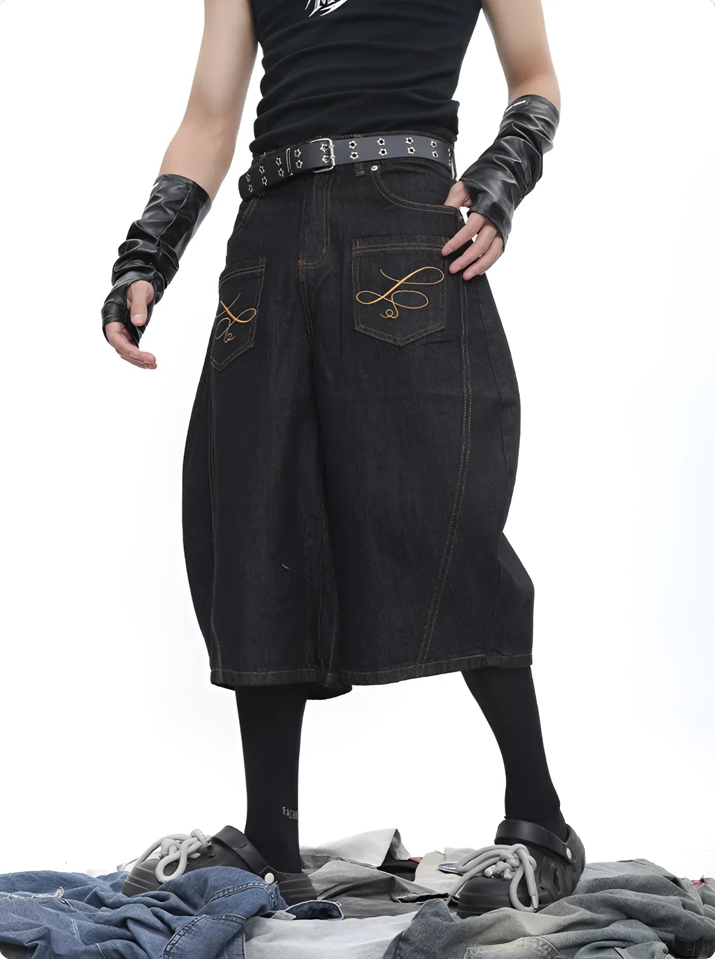 Y2K Saber Wide-Leg Denim Jorts - Fuga Studios