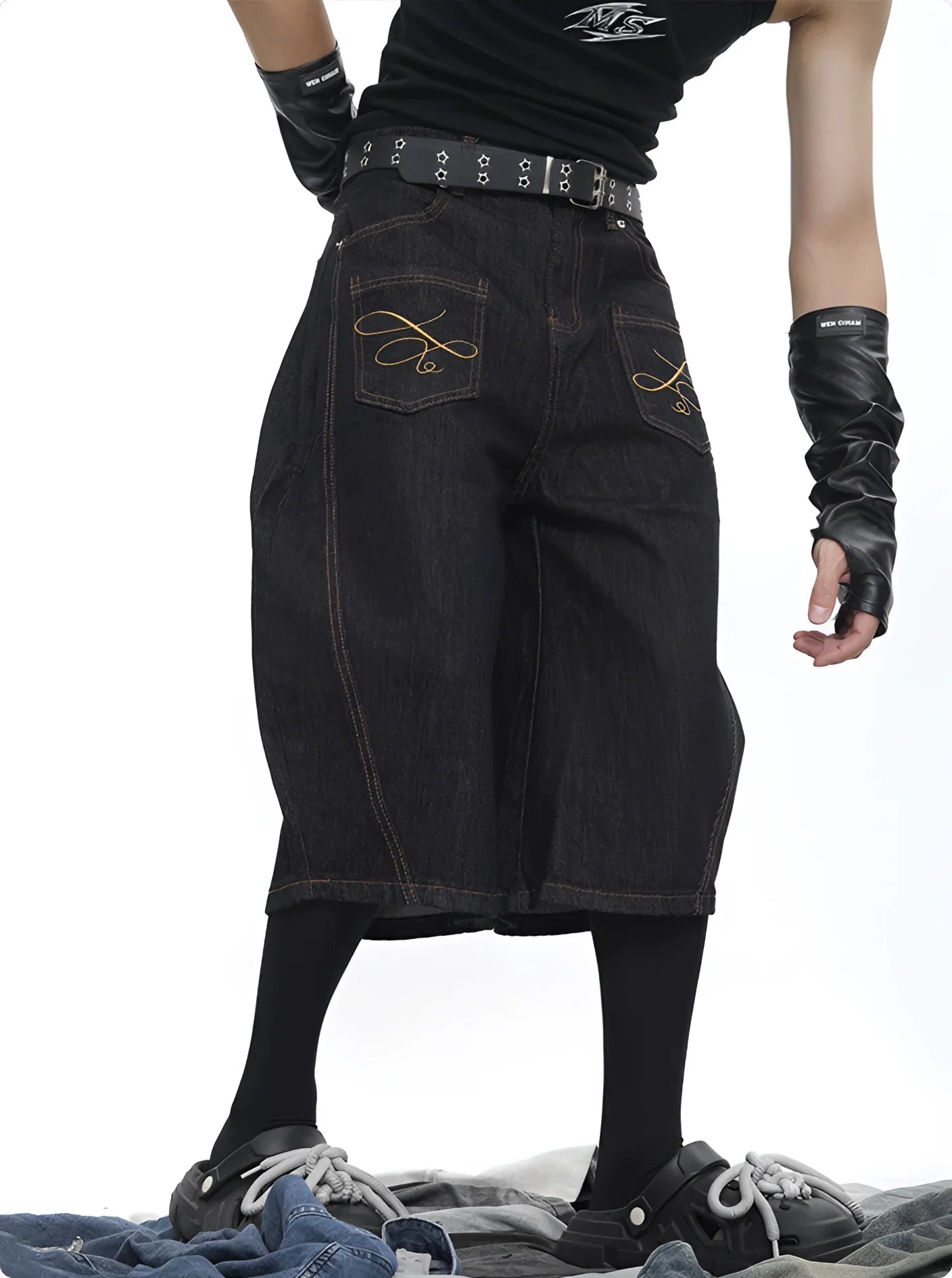 Y2K Saber Wide-Leg Denim Jorts - Fuga Studios